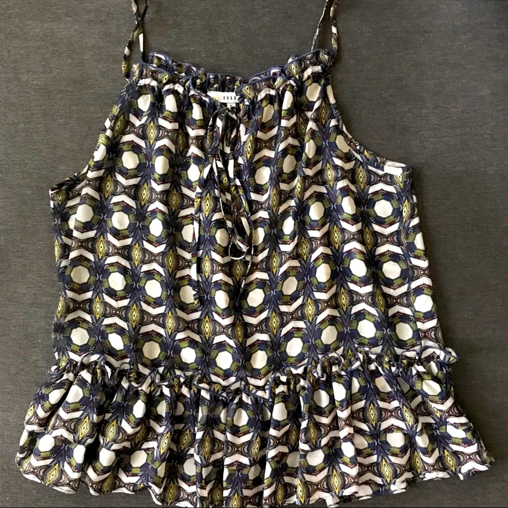 Ro & De Medallion Ruffle spaghetti strap Cami